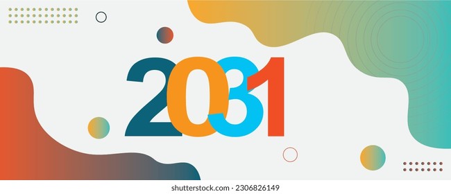 Diseño de texto del logotipo del año 2031 para la foto de portada. Plantilla de diseño de números. ilustración vectorial