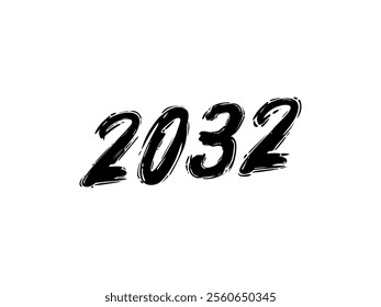 2032 Design Illustration, artistic, flat, simple, memorable and eye catching, can use for Calendar Design, Website, News, Content, Infographic or Graphic Design Element. Vector Illustration