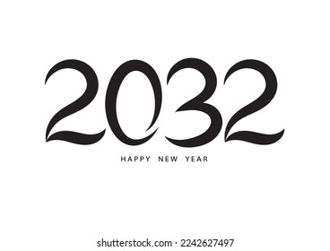 2032 happy new year black color vector, 2032 number design, 2032 year vector illustration,  Black lettering number template, typography logo, new year celebration, Holiday greeting card design
 svg