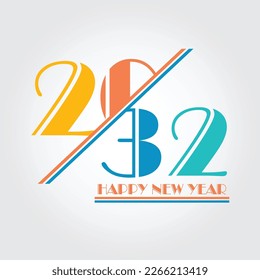 2032 happy new year. 2032 New Year colorful number logo design.