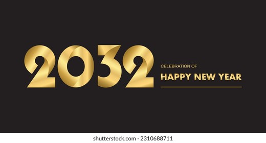 2032 New year celebrations gold greetings poster isolated over black background svg