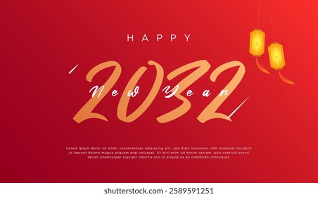 2032 text. New year 2032 minimalist. Happy new year. design template for new year celebration. 2032 calendar. Year 2032 celebration greeting background template