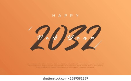 2032 text. New year 2032 minimalist. Happy new year. design template for new year celebration. 2032 calendar. Year 2032 celebration greeting background template