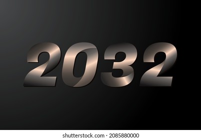 2032 year logotype, 2032 new year vector isolated on black background svg