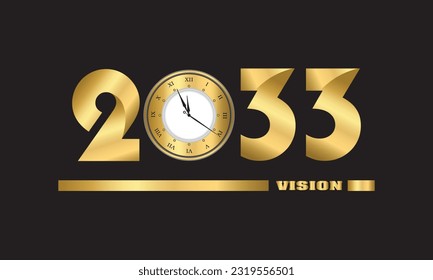  2033 Feliz Diseño de Antecedentes de Año Nuevo. Tarjeta de felicitación, cartel, afiche. Ilustración vectorial.