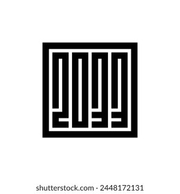 2033 Happy New Year Text Logo Design, quadratische Form Typografie