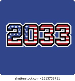 2033 number vector design has american flag motif