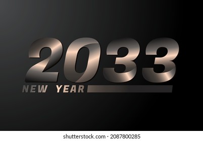 2033 Vector aislado en negro, plantilla de diseño de año nuevo 2033