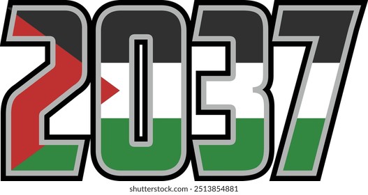 2037 number vector design has a palestinian flag motif