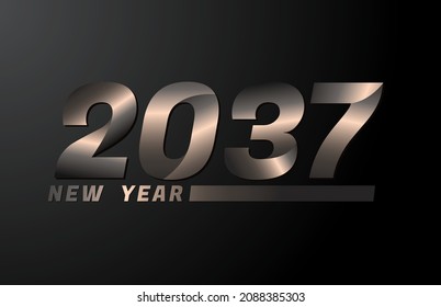 2037 Vector Isolated on Black background, 2037 new year design template