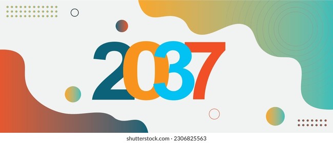 2037 Year logo text design for cover photo. Number design template. vector illustration