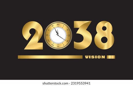  2038 Happy New Year Background Design. Greeting Card, Banner, Poster. Vector Illustration.