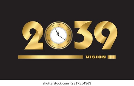2039 Happy New Year Background Design. Greeting Card, Banner, Poster. Vector Illustration.