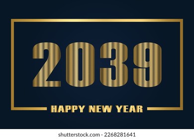 2039 New Year gold gradient numbers on luxury dark background