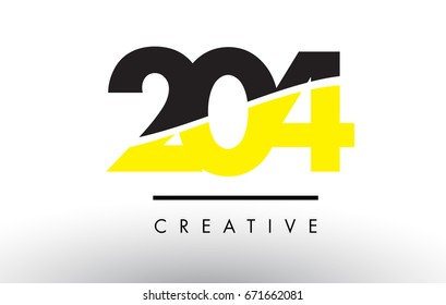 204 Black and Yellow Number Logo Design cut in half.