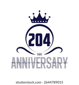 204 anos aniversário logotipo azul fita
