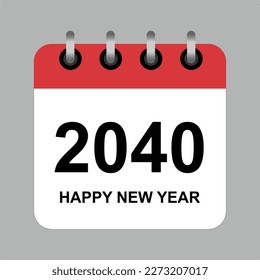 2040 Happy new year calendar icon 