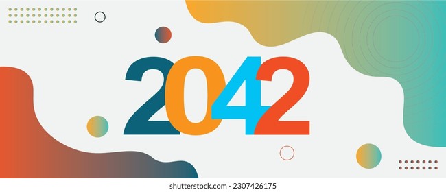 2042 Year logo text design for cover photo. Number design template. vector illustration