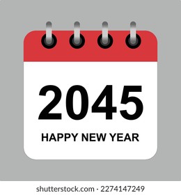 2045 Happy new year calendar icon. Vector illustration 