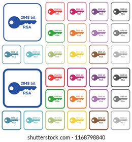 2048 bit rsa encryption color flat icons in rounded square frames. Thin and thick versions included.