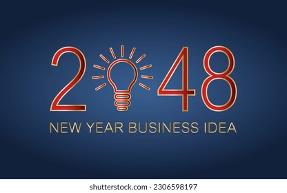2048 creativity inspiration concepts, Light bulb idea with 2048 new year on dark blue background, planning ideas.
