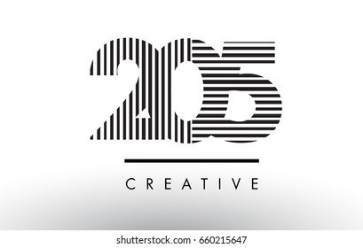 205 Black and White Number Logo Design with Vertical and Horizontal Lines.