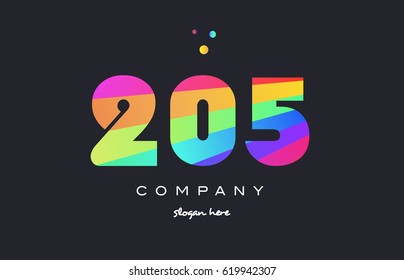 205 creative color green orange blue magenta pink number digit company logo vector icon spectrum