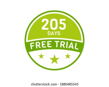 205 days free trial. 205 day Free trial badges