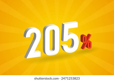 205% discount 3D text for sells and promotion.