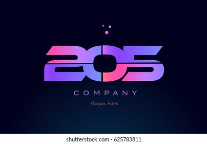 205 pink blue purple number digit numeral dots creative company logo vector icon design template