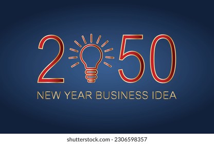 2050 creativity inspiration concepts, Light bulb idea with 2050 new year on dark blue background, planning ideas.