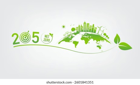 2050 Net Zero, Earth day, World environment day and sustainable development concept, vector illustration