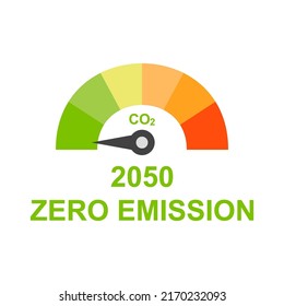 2050 zero emission CO2 icon 