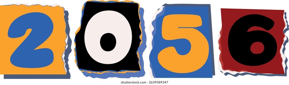 2056 Retro torn paper number Design art