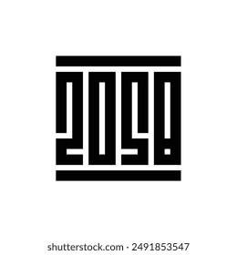 2058 text logo design template, happy new year celebration