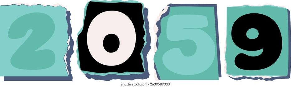 2059 Retro torn paper number Design art