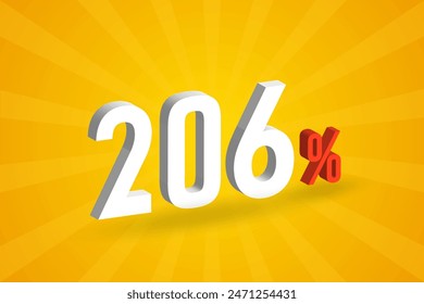 206% discount 3D text for sells and promotion.