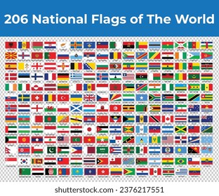 206 National Flags of The World With Names