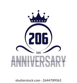 206 anos aniversário logotipo azul fita