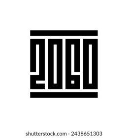 2060 text logo design template, happy new year celebration