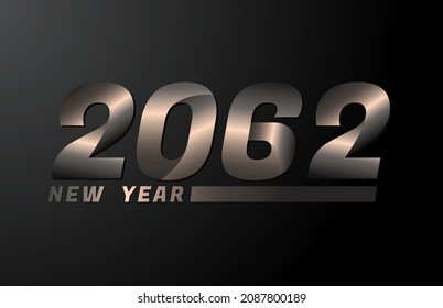 2062 Vector aislado en color negro, plantilla de diseño de año nuevo 2062