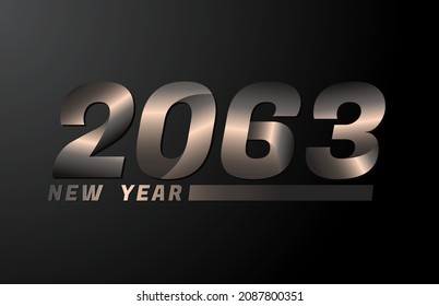 2063 Vector Isolated on Black background, 2063 new year design template
