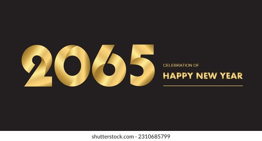 2065 New year celebrations gold greetings poster isolated over black background