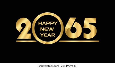 2065 New year celebrations gold greetings poster isolated over black background