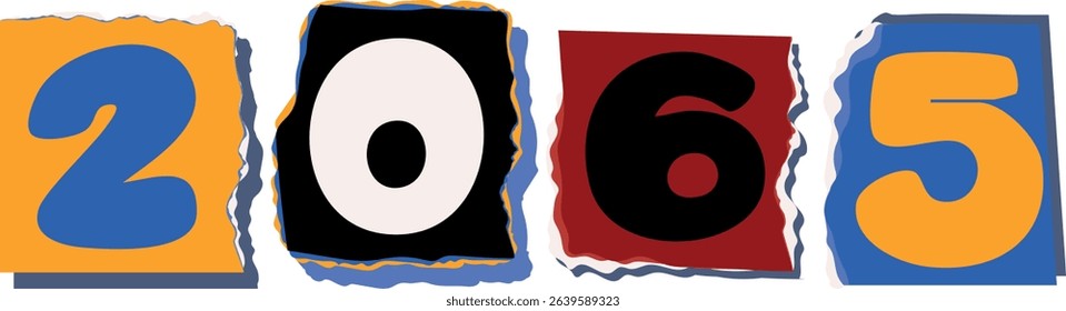 2065 Retro torn paper number Design art