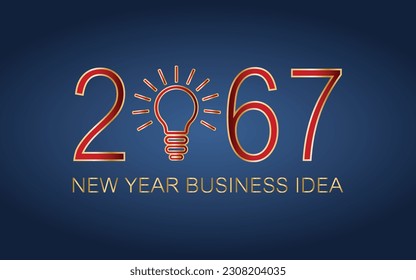 Conceptos de inspiración creativa 2067, Idea de bombilla ligera con año nuevo 2067 sobre fondo azul oscuro, ideas de planificación.