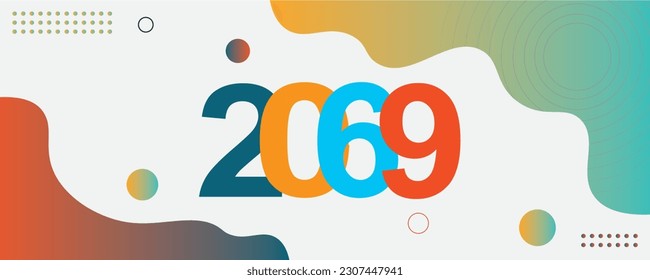 2069 Year logo text design for cover photo. Number design template. vector illustration