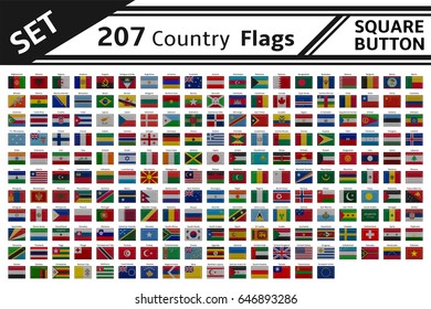207 countries flags square button