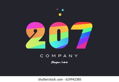207 creative color green orange blue magenta pink number digit company logo vector icon spectrum