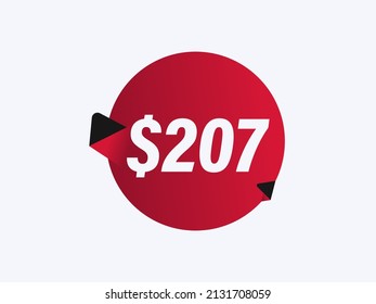 Ilustración vectorial de sticker de $207 USD